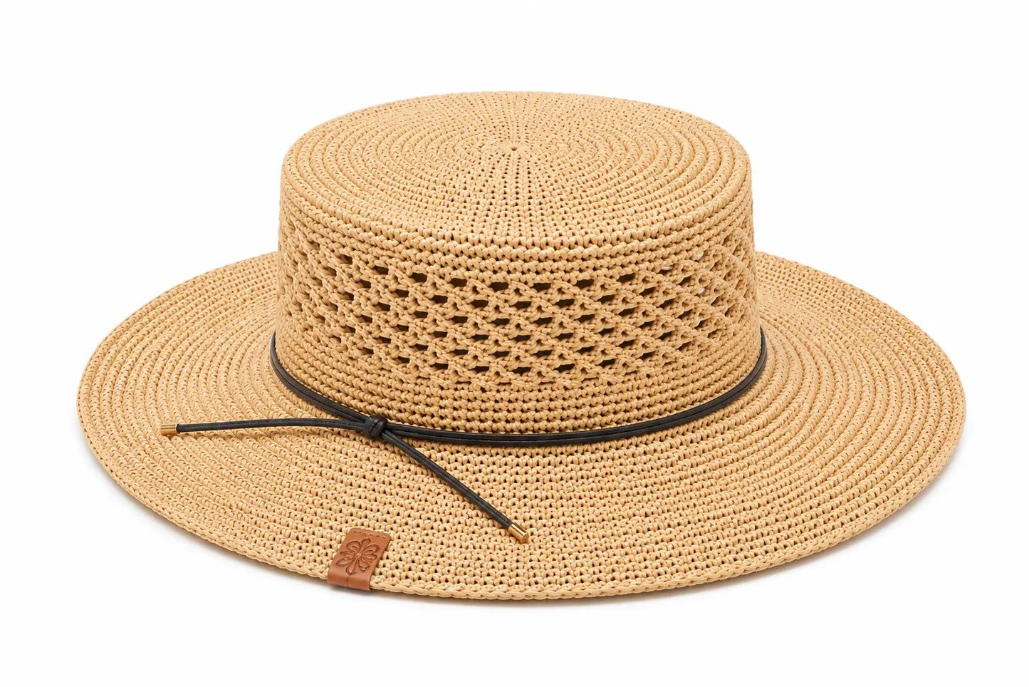 Raffia Sun Hat Crochet Pattern — Flat Top Boater Hat, Structured Brim,