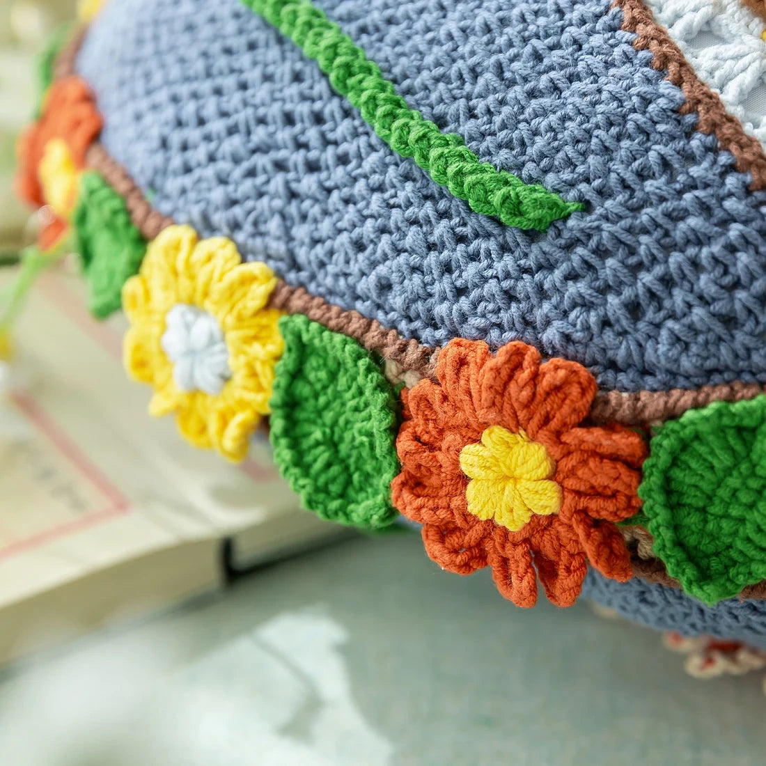 3D Sunflower Pillow Crochet Pattern — Round Floral Cushion Cover