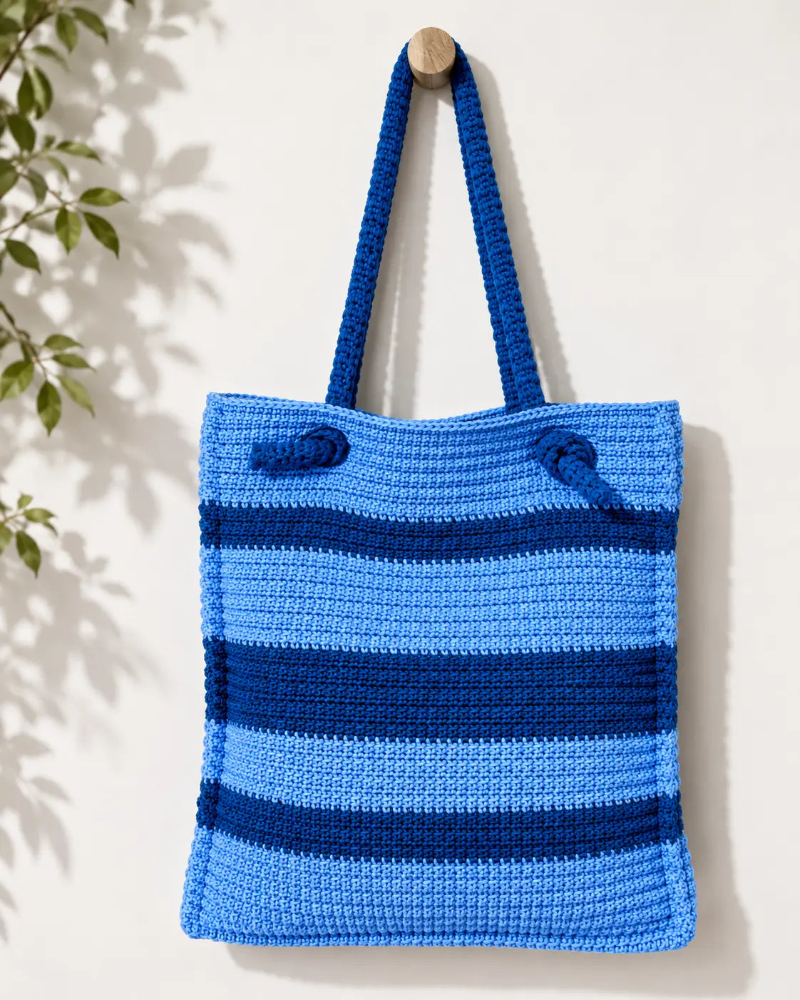 Striped Crochet Tote Bag Pattern — Starboard Tote, Structured Linked-DC Market Bag