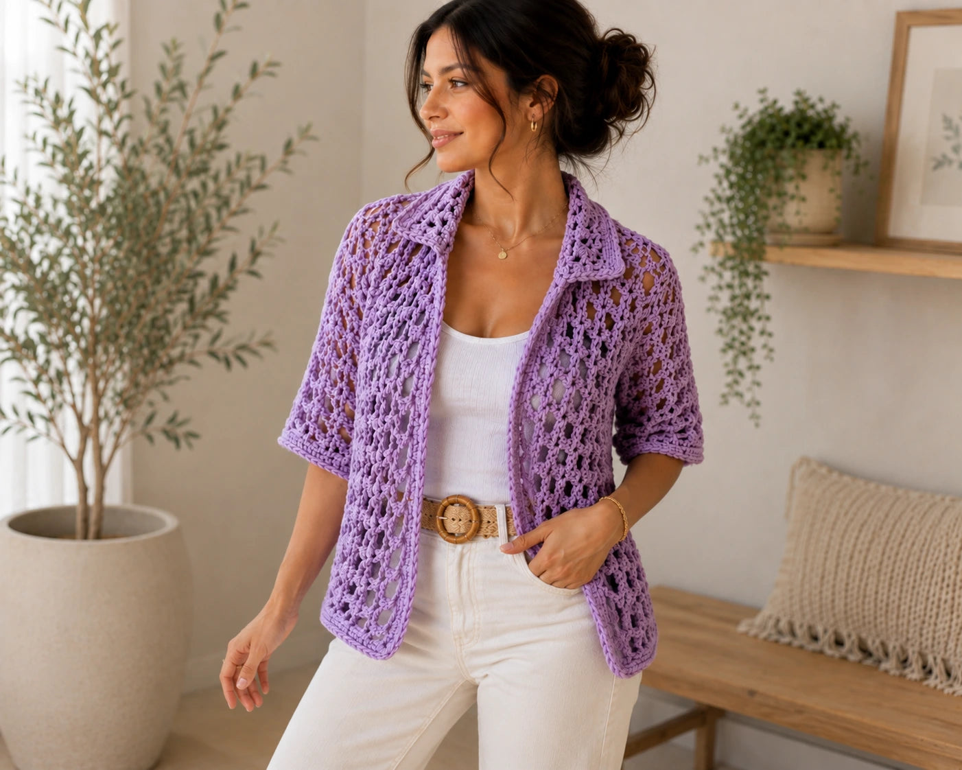 Chunky Mesh Overshirt Crochet Pattern — Oversized Cardigan