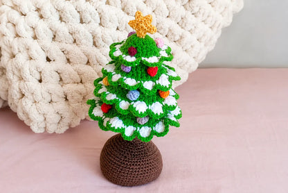 Crochet Christmas Tree Pattern — Potted Tabletop Tree with Ruffled Tiers