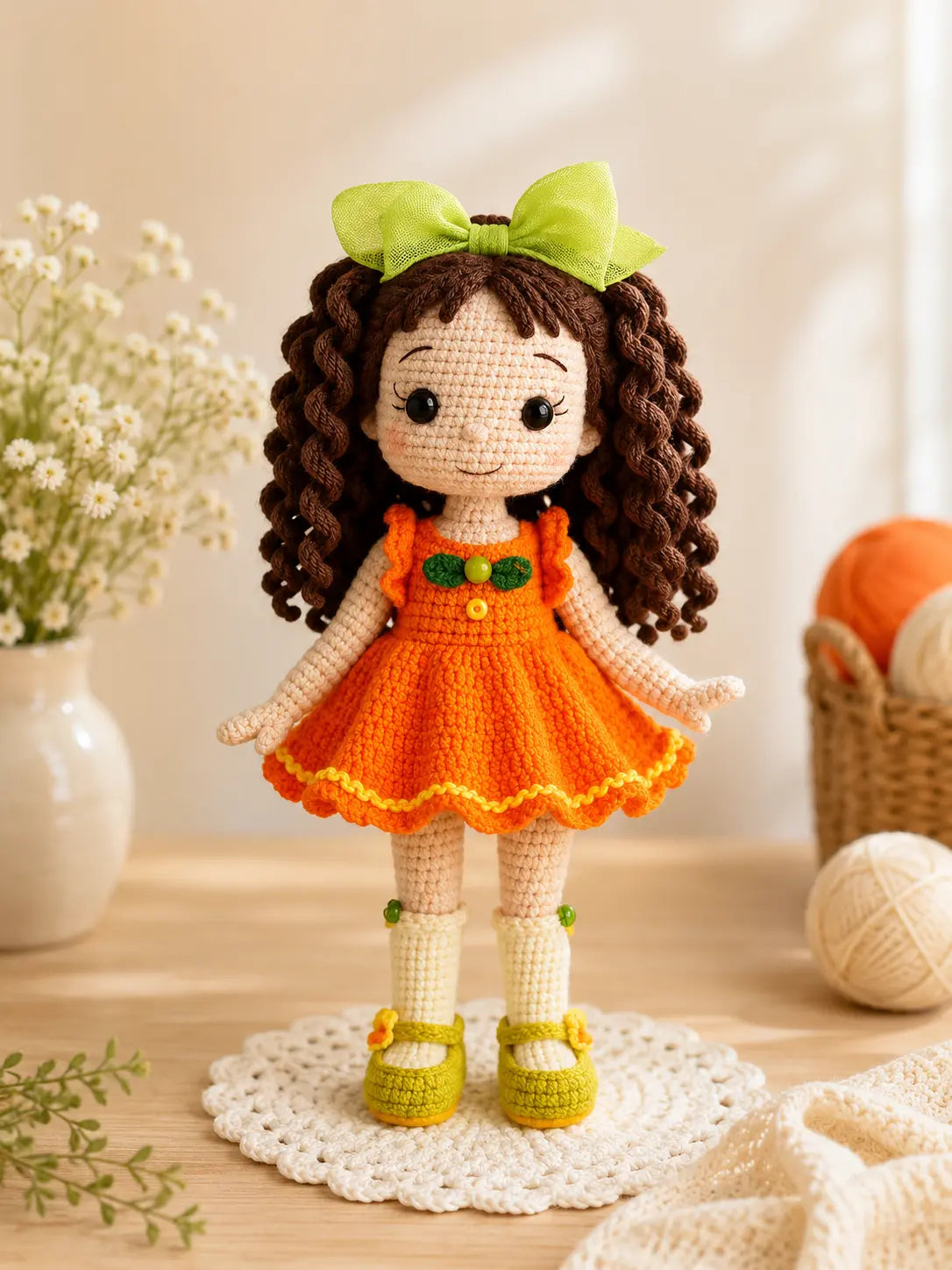 Poseable Doll Crochet Pattern — 24cm Amigurumi Art Doll, Rooted Hair
