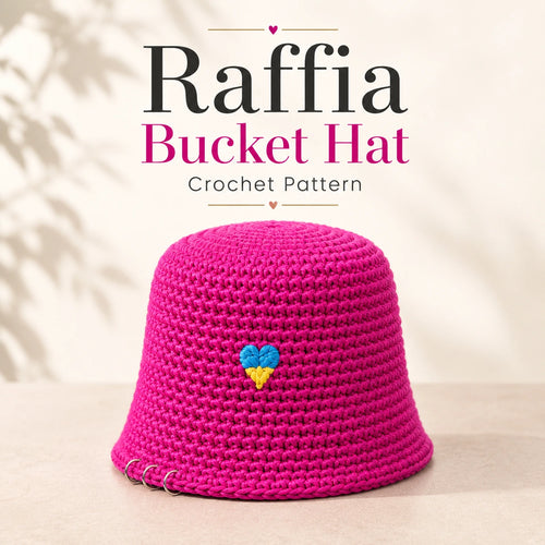 Raffia Bucket Hat Crochet Pattern — Structured Summer Straw Hat,