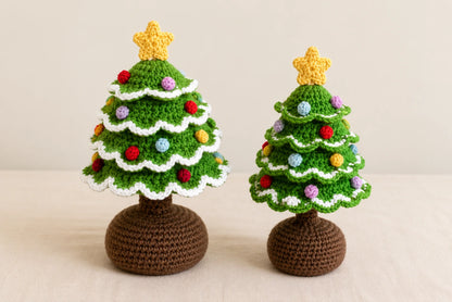 Crochet Christmas Tree Pattern — Potted Tabletop Tree with Ruffled Tiers