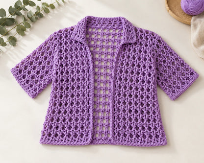 Chunky Mesh Overshirt Crochet Pattern — Oversized Cardigan