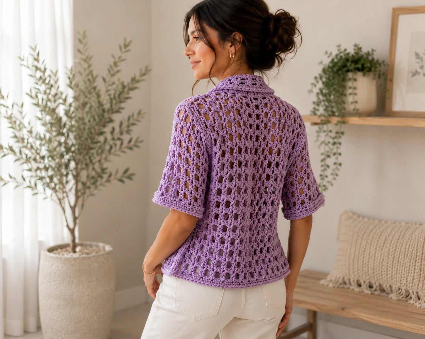 Chunky Mesh Overshirt Crochet Pattern — Oversized Cardigan
