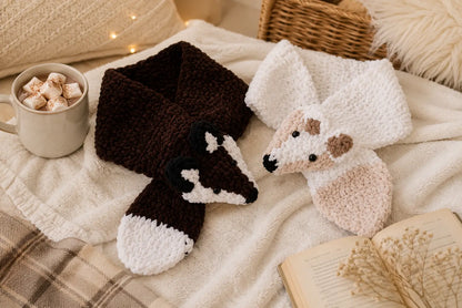 Fox Scarf Crochet Pattern — Plush Animal Scarf, Cozy Winter Fox Neck Warmer