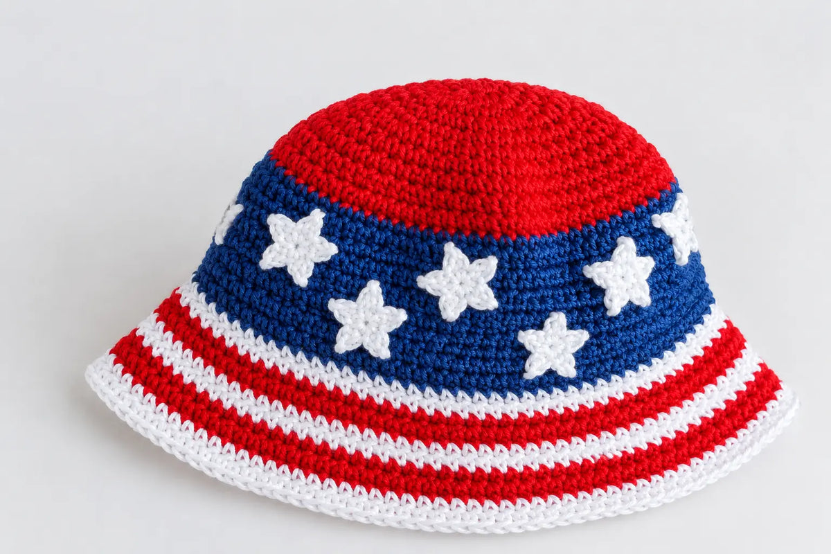 American Flag Bucket Hat — Crochet Pattern