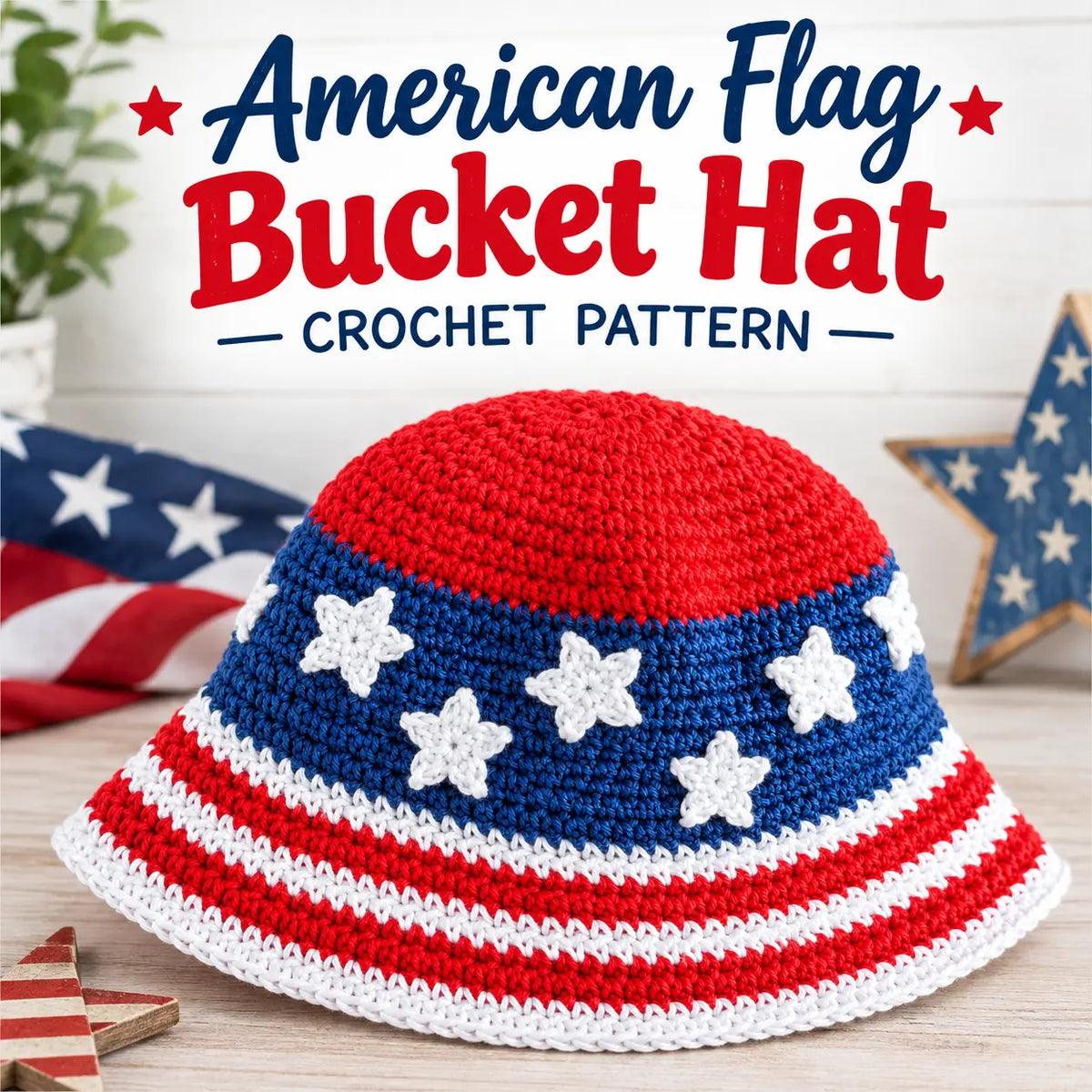 American Flag Bucket Hat — Crochet Pattern