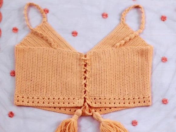 Blossom Crop Top Crochet Pattern — Corset Lace-Up Back