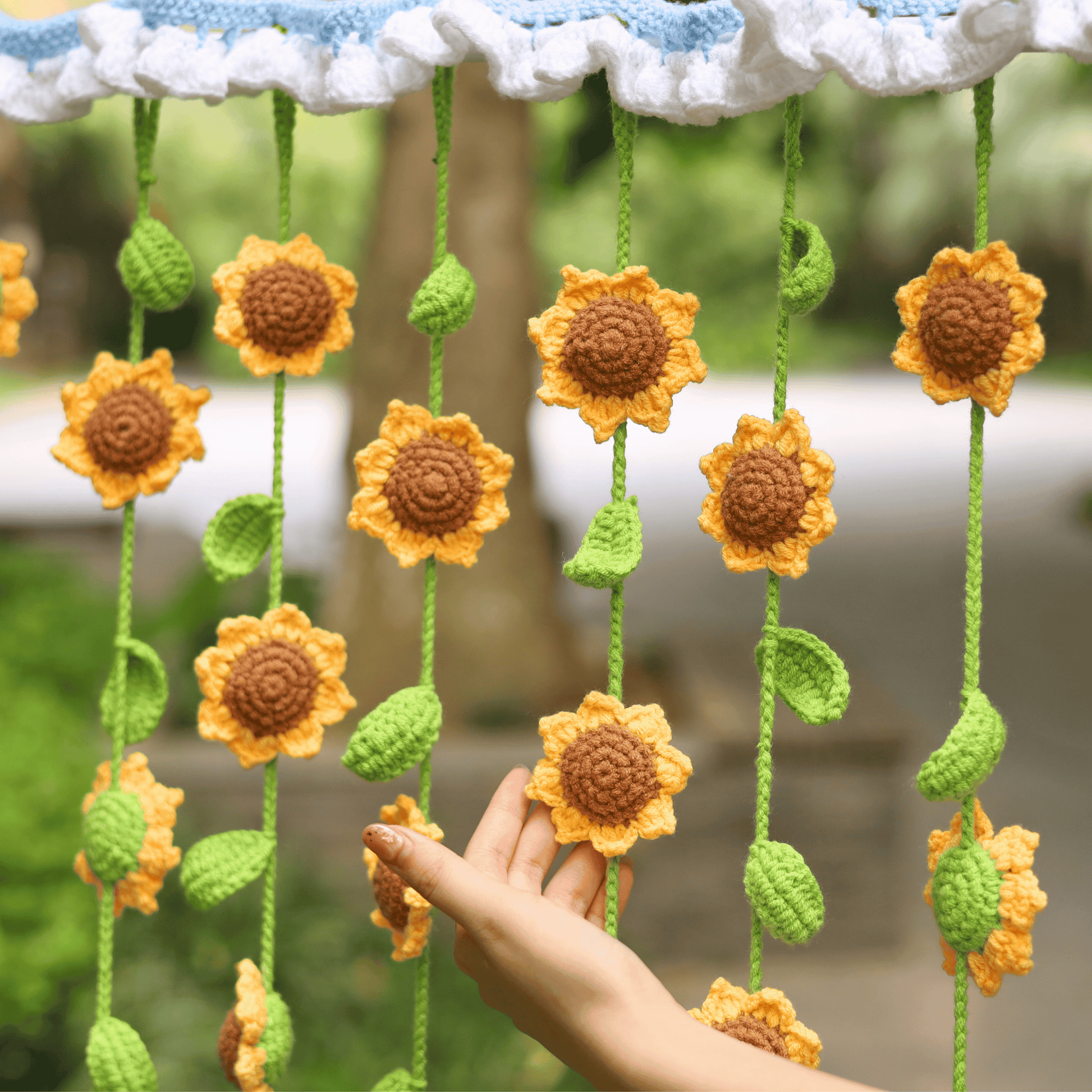 Sunflower crochet curtain