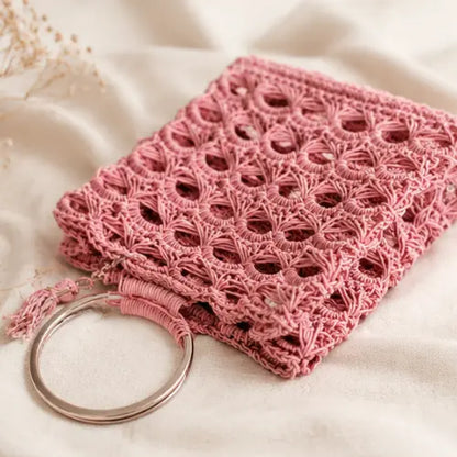 Crochet Mesh Bag Pattern — Ring Handle Bag, Loop Stitch Tutorial, Beginner