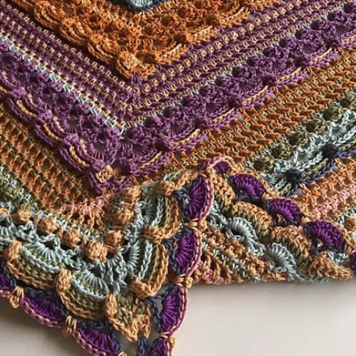 Lost in Time Shawl Crochet Pattern — Triangular Textured Wrap