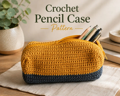 Crochet Pencil Case Pattern — Easy Two-Tone Zip Pouch
