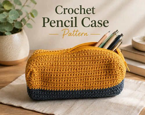 Crochet Pencil Case Pattern — Easy Two-Tone Zip Pouch
