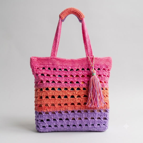 Crochet Market Bag Pattern — Mesh Tote Bag, Reusable Shopping Bag