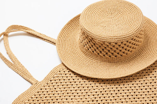 Raffia Sun Hat Crochet Pattern — Flat Top Boater Hat, Structured Brim,