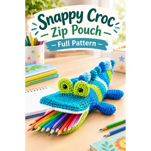 Snappy Croc Zip Pouch — Full Pattern