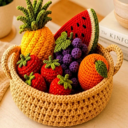 Crochet Play Food Pattern Bundle — Fruit Basket Set