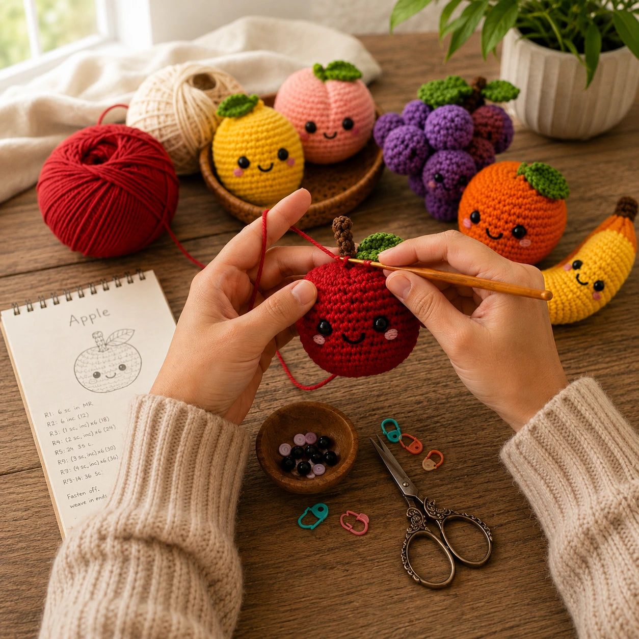 Crochet Play Food Pattern Bundle — Fruit Basket Set