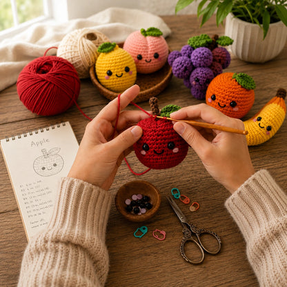 Crochet Play Food Pattern Bundle — Fruit Basket Set