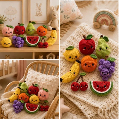 Crochet Play Food Pattern Bundle — Fruit Basket Set