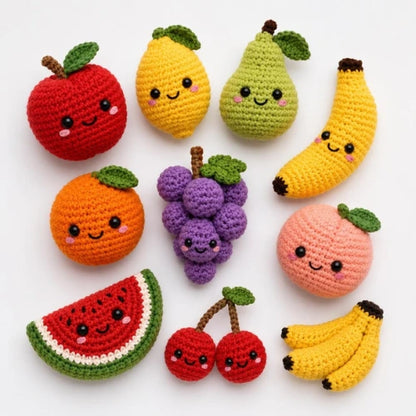 Crochet Play Food Pattern Bundle — Fruit Basket Set