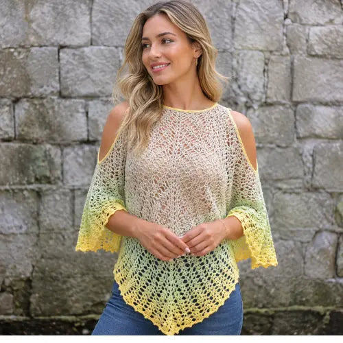 Lacy Crochet Poncho Pattern — Cold Shoulder Cover-Up