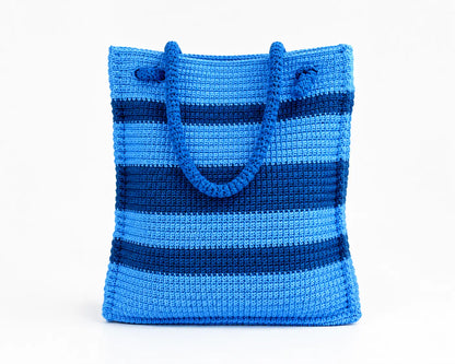 Striped Crochet Tote Bag Pattern — Starboard Tote, Structured Linked-DC Market Bag
