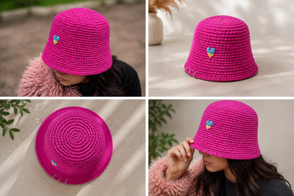 Raffia Bucket Hat Crochet Pattern — Structured Summer Straw Hat,