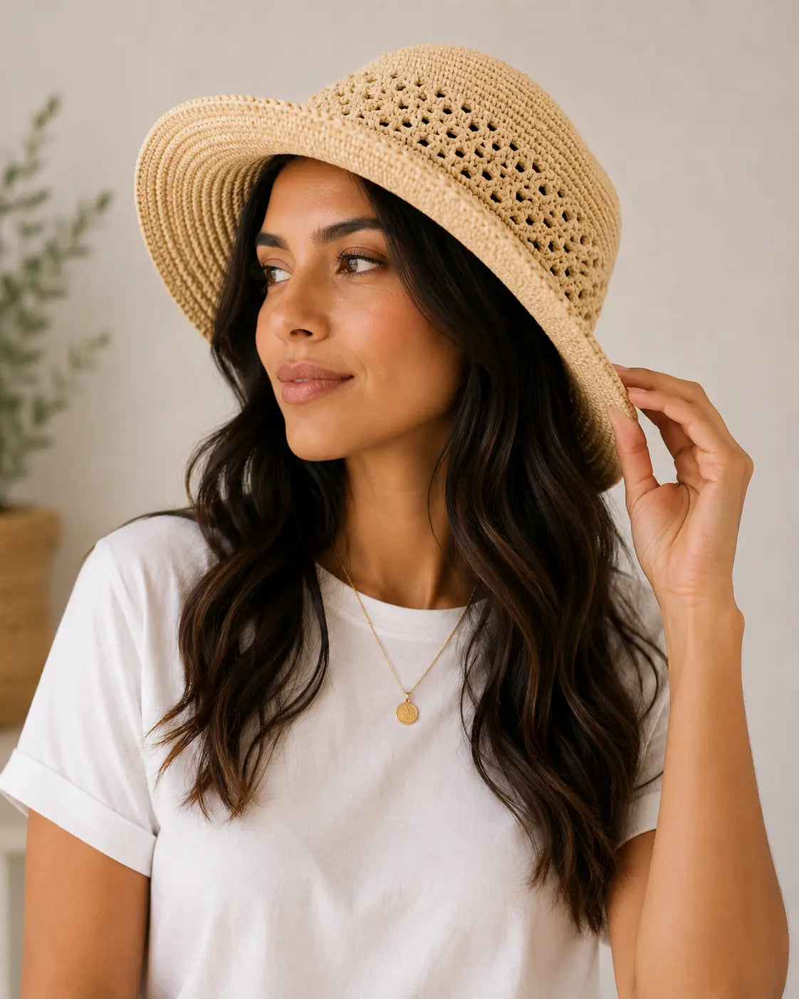 Raffia Sun Hat Crochet Pattern — Flat Top Boater Hat, Structured Brim,