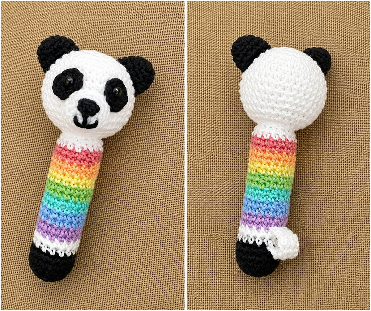 Panda Baby Rattle Crochet Pattern — Rainbow Handle,
