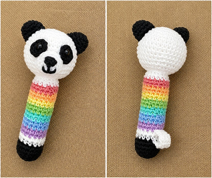Panda Baby Rattle Crochet Pattern — Rainbow Handle,