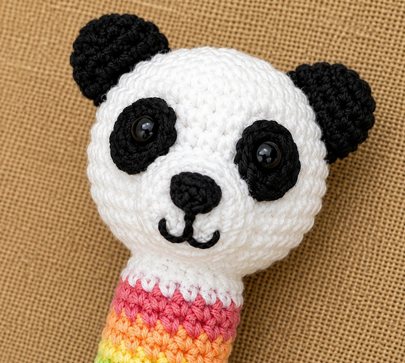 Panda Baby Rattle Crochet Pattern — Rainbow Handle,
