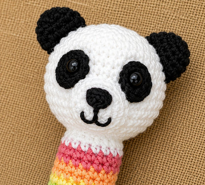Panda Baby Rattle Crochet Pattern — Rainbow Handle,