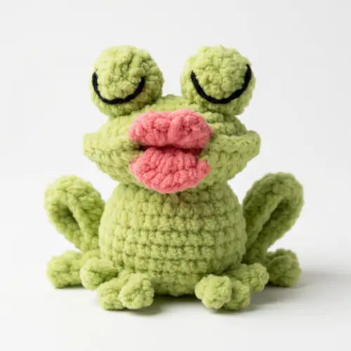 Frog Desk Set Crochet Pattern — Pen Holder, Zipper Pencil Case & Bookmark, Glam Lippy Frog