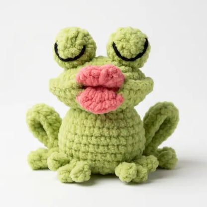 Frog Desk Set Crochet Pattern — Pen Holder, Zipper Pencil Case & Bookmark, Glam Lippy Frog