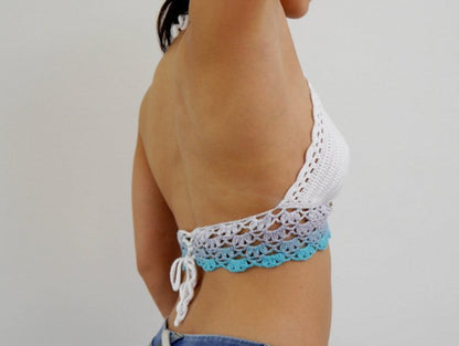 Crochet pattern - crocheted triangle bikini top