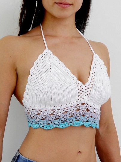 Crochet pattern - crocheted triangle bikini top