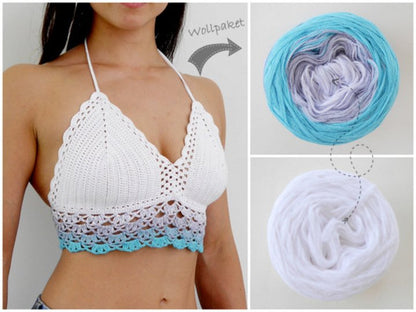 Crochet pattern - crocheted triangle bikini top