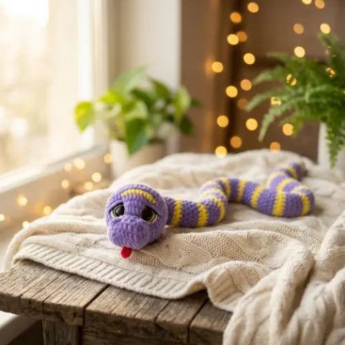Plush Snake Crochet Pattern — Poseable Velvet Snake Amigurumi