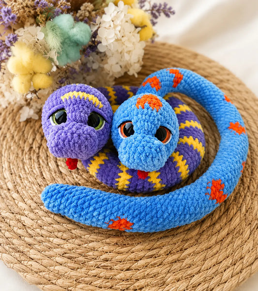 Plush Snake Crochet Pattern — Poseable Velvet Snake Amigurumi