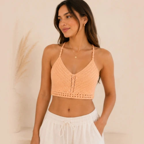 Blossom Crop Top Crochet Pattern — Corset Lace-Up Back