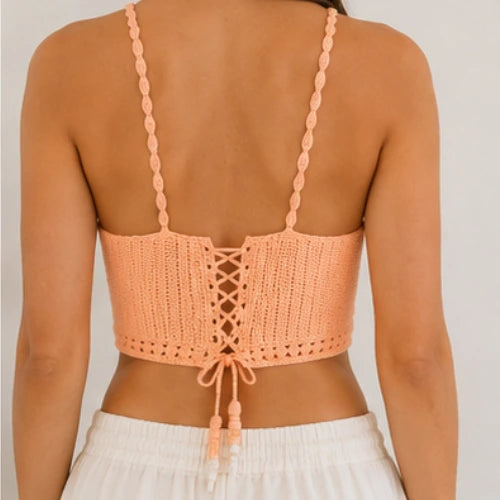 Blossom Crop Top Crochet Pattern — Corset Lace-Up Back