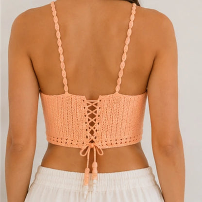 Blossom Crop Top Crochet Pattern — Corset Lace-Up Back