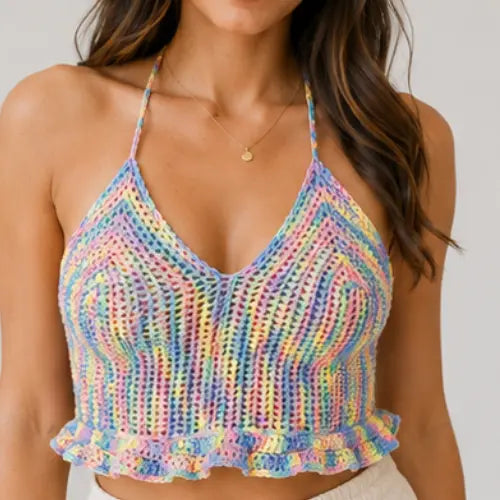 Sweet Treat Ruffle Crop Top Crochet Pattern — Boho Summer Top
